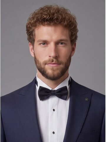 Lacivert Sivri Yaka Ceket & Bej Pantolonlu Kombin Takım Elbise