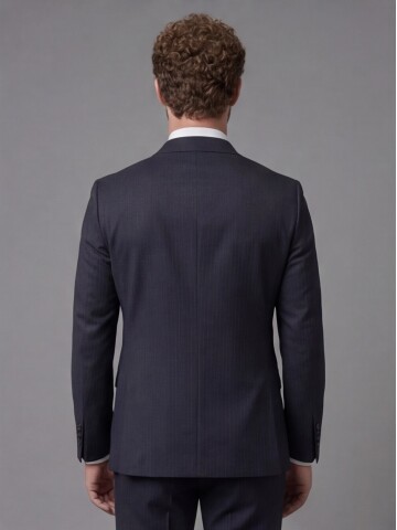 Navy Blue Peak Lapel Comfort Fit Mens Suit