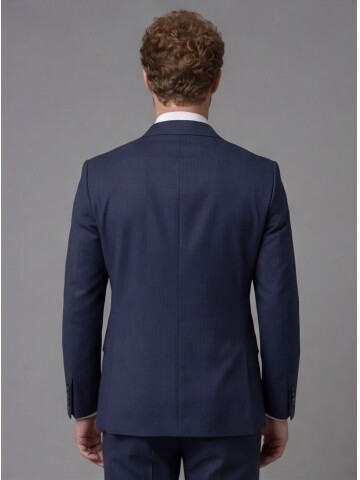 Navy Blue Peak Lapel Comfort Fit Mens Suit