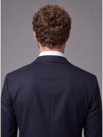 Lacivert Slim Fit Mono Yaka 2 Düğmeli Takım Elbise