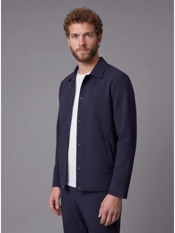 Navy Blue Casual Shirt-Collar Comfort Fit Suit