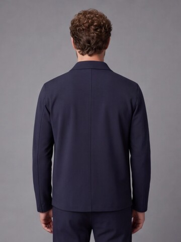 Navy Blue Casual Shirt-Collar Comfort Fit Suit