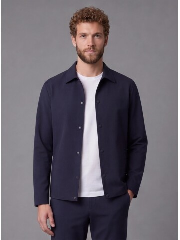 Navy Blue Casual Shirt-Collar Comfort Fit Suit