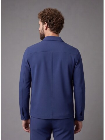Navy Blue Casual Shirt-Collar Comfort Fit Suit