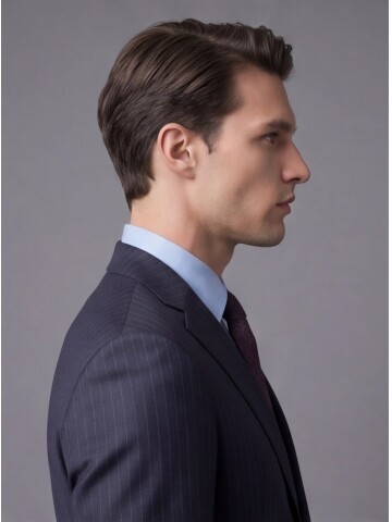 Lacivert Yünlü Mono Yaka Regular Fit 2 Düğme Takım Elbise