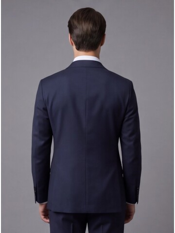 Lacivert Yünlü Mono Yaka Regular Fit Takım Elbise