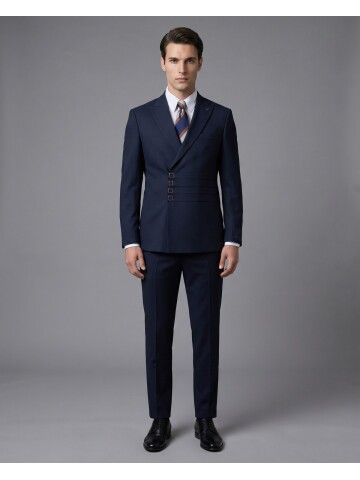 Laicvert Slim Fit Sivri Yaka Kruvaze Takım Elbise