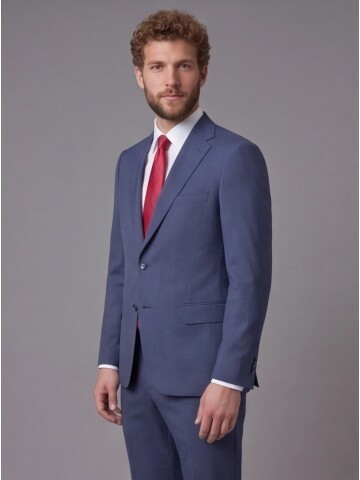 Mavi Mono Yaka Comfort Fit 2 Düğmeli Takım Elbise