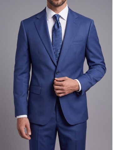 Blue Notch Lapel Comfort Fit Suit