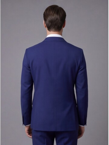 Mavi Mono Yaka İki Düğmeli Slim Fit Takım Elbise