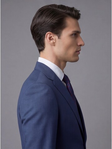 Mavi Mono Yaka İki Düğmeli Slim Fit Takım Elbise