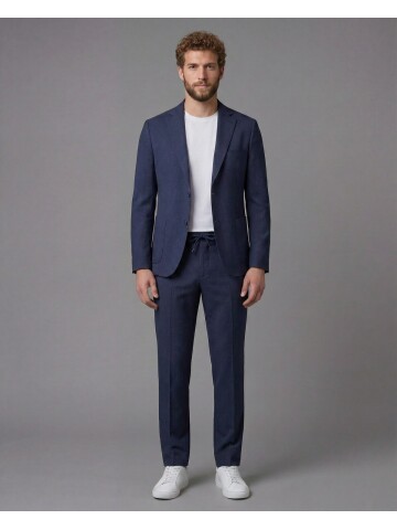 Mavi Mono Yaka Torba Cepli Comfort Fit Takım Elbise