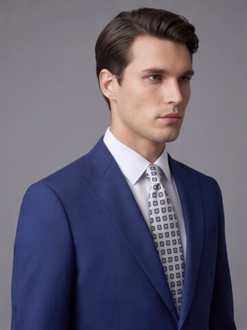 Mavi Sivri Yaka İki Düğmeli Slim Fit Takım Elbise