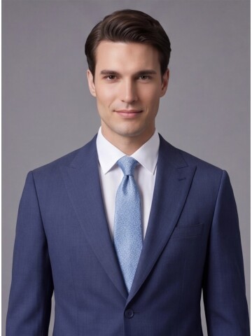 Mavi Sivri Yaka İki Düğmeli Slim Fit Takım Elbise