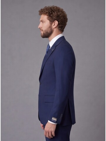 Mavi Slim Fit Mono Yaka 2 Düğmeli Takım Elbise