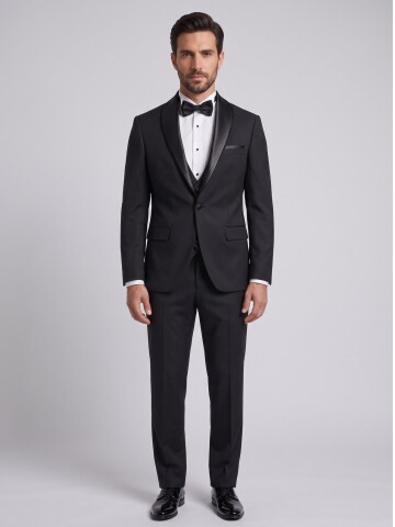 Black Removable Shawl Lapel Slim Fit Tuxedo