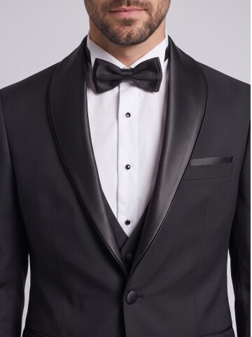 Black Removable Shawl Lapel Slim Fit Tuxedo