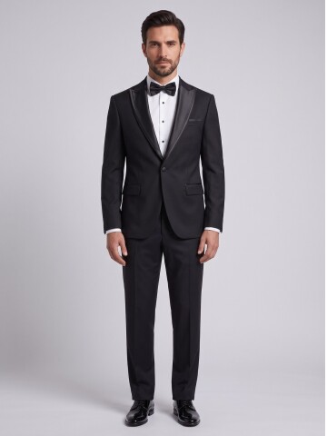 Black Removable Shawl Lapel Slim Fit Tuxedo