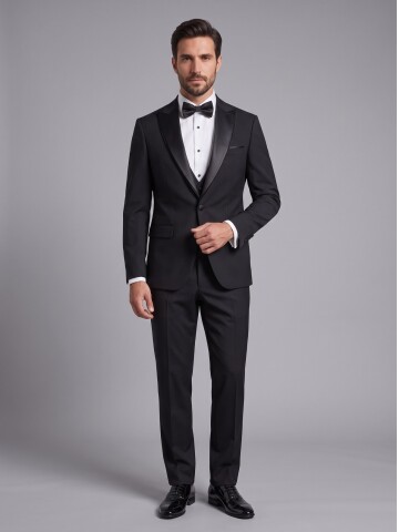 Black Removable Shawl Lapel Slim Fit Tuxedo