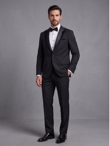 Black Removable Shawl Lapel Slim Fit Tuxedo