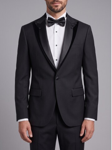 Black Removable Shawl Lapel Slim Fit Tuxedo