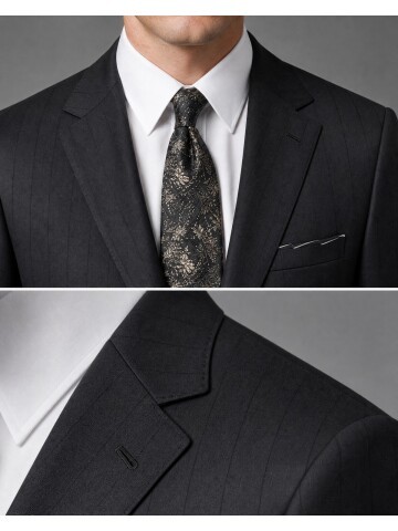 Black Pinstripe Notch Lapel Two Button Suit
