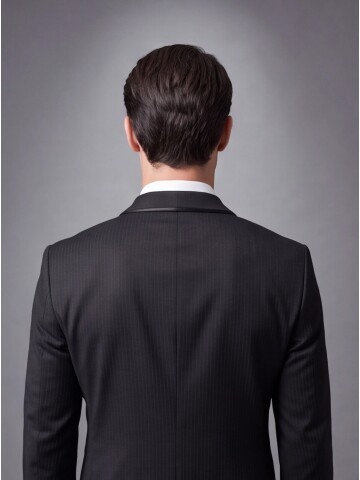 Siyah Çizgili Slim Fit Şal Yaka Tek Düğme Damatlık