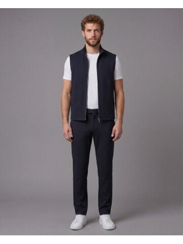 Siyah Gömlek Yaka Fermuarlı Comfort Fit Spor Takım Elbise