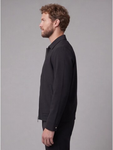 Siyah Gömlek Yaka Fermuarlı Spor Takım Elbise