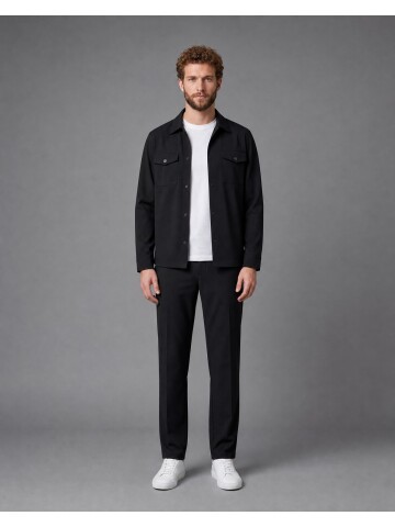 Black Shirt Collar Sport Suit