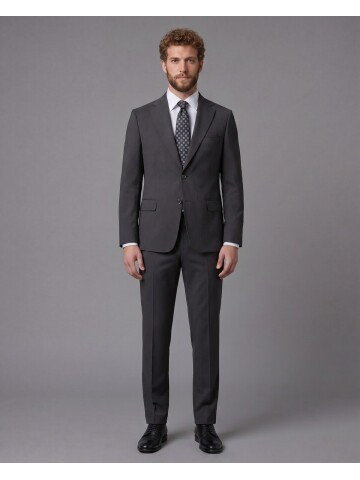 Siyah Mono Yaka Comfort Fit 2 Düğmeli Takım Elbise