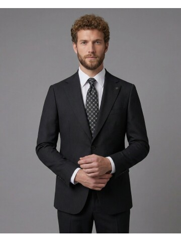 Siyah Mono Yaka Comfort Fit Takım Elbise