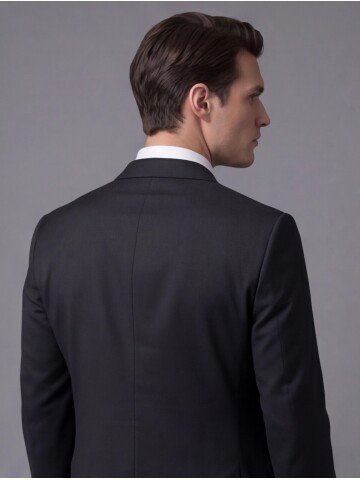 Siyah Mono Yaka İki Düğmeli Slim Fit Takım Elbise