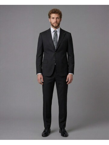 Black Notch Lapel Slim Fit 2-Button Suit