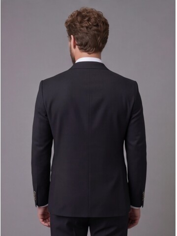 Siyah Mono Yaka Slim Fit 2 Düğmeli Takım Elbise