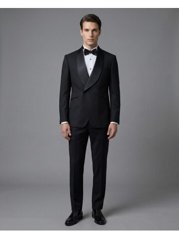 Black Shawl Lapel Double-Breasted Tuxedo