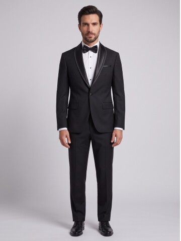 Black Removable Shawl Lapel Slim Fit Tuxedo