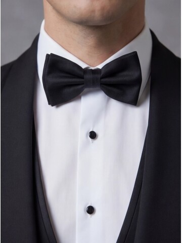 Siyah Şal Yaka Yelekli Damatlık