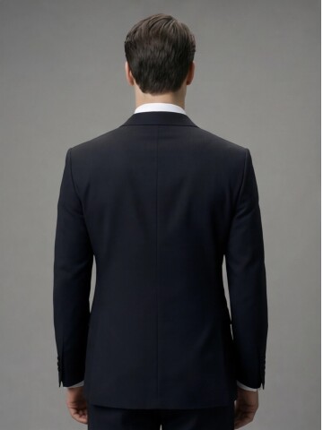 Black Peak Lapel Tuxedo with Integrated Vest