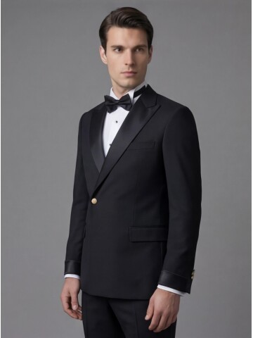 Black Peak Lapel Double-Breasted Tuxedo