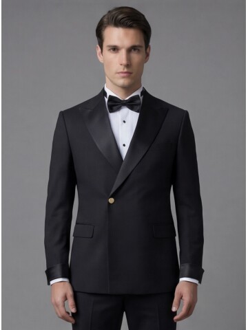 Black Peak Lapel Double-Breasted Tuxedo