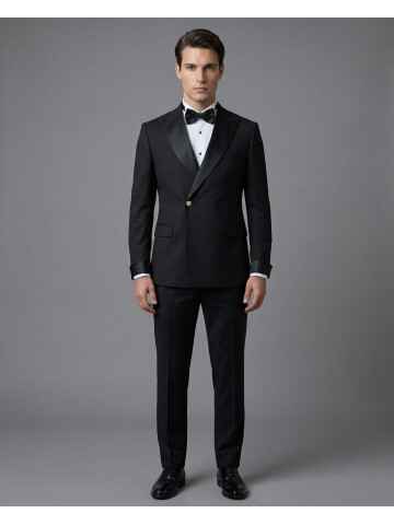 Black Peak Lapel Double-Breasted Tuxedo