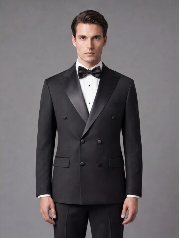 Siyah Sivri Yaka Kruvaze Slim Fit Damatlık
