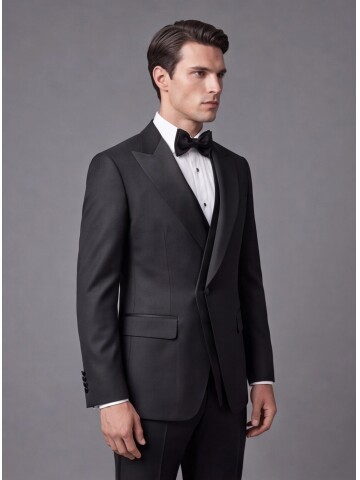 Siyah Sivri Yaka Slim Fit Damatlık