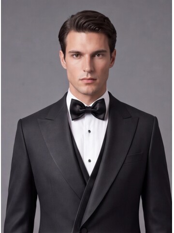 Siyah Sivri Yaka Slim Fit Damatlık
