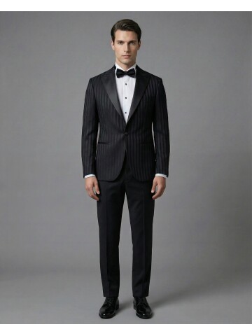 Black Peak Lapel One-Button Slim Fit Tuxedo