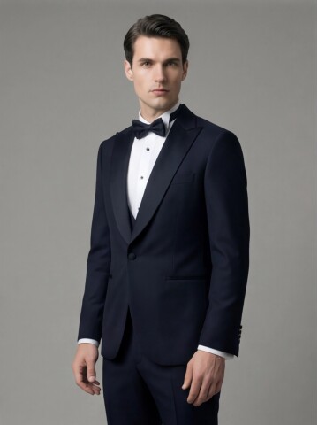 Black Peak Lapel Three-Piece Tuxedo
