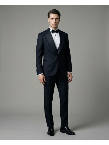 Black Peak Lapel Three-Piece Tuxedo