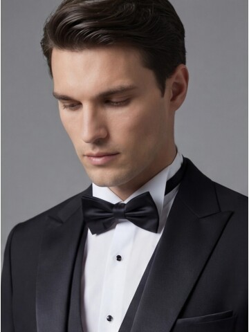 Black Peak Lapel Slim Fit 3-Piece Tuxedo