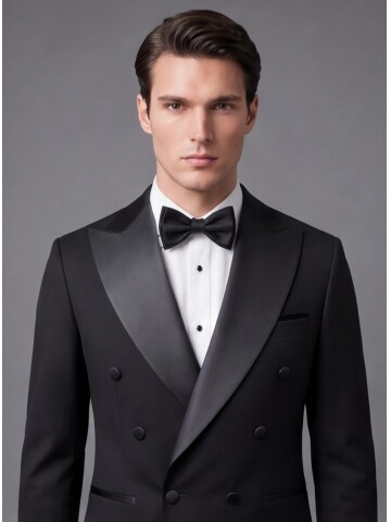Siyah Slim Fit Kruvaze Damatlık